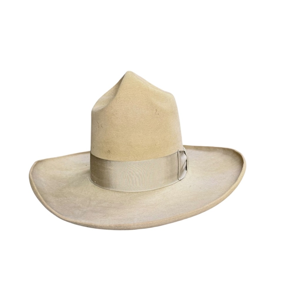 Vintage Stetson Tan Fur Felt Western Cowboy Hat Open Road Cattleman Crease USA